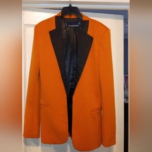 LZARAOVE 100% COTTON BLAZER W SATIN COLLAR / LAPEL